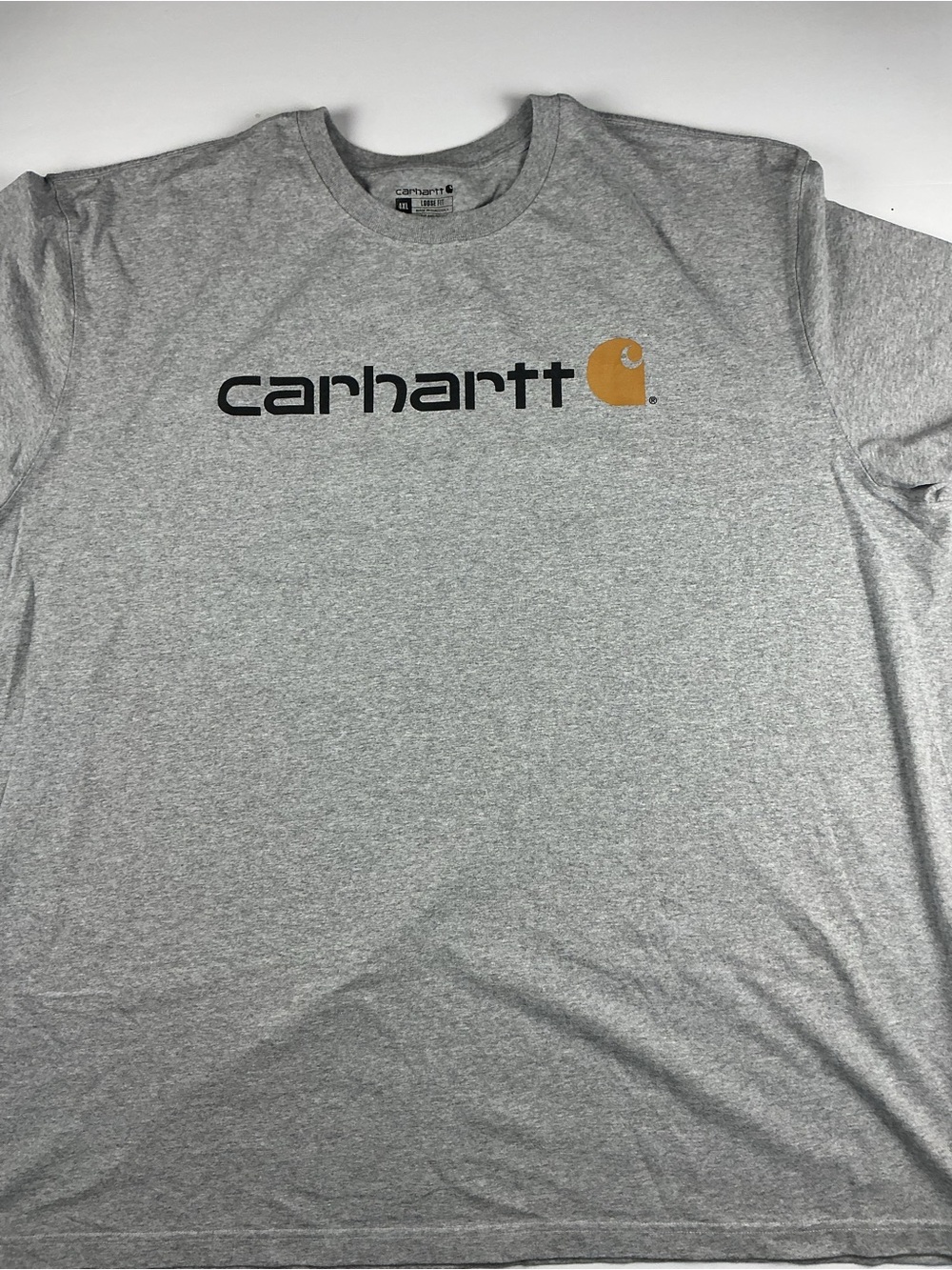 Carhartt Gray Short-Sleeve Logo Tee with Gold Accent